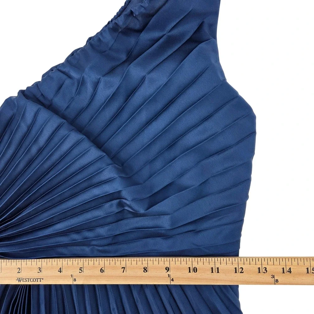 Abercrombie & Fitch Giselle Pleated One Shoulder Maxi Dress XSP Navy Floral